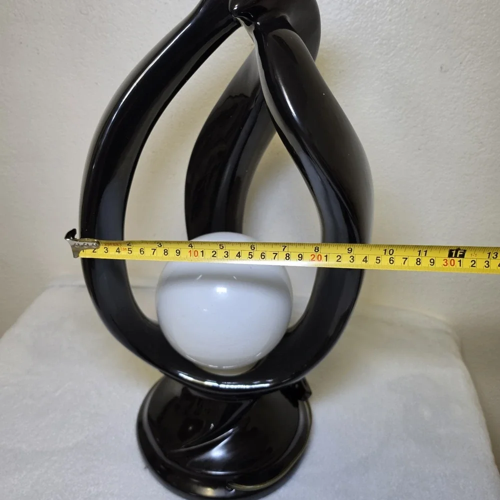 Genuine Harris Lamp of Elegance Ceramic Black Art Deco Electric Lamp Vintage